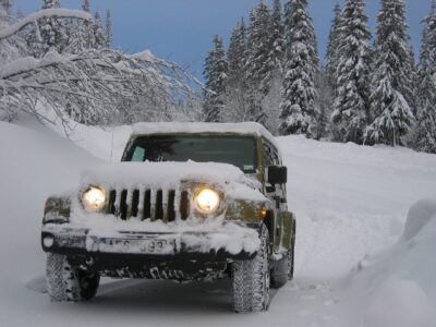 jeep, winter, snow